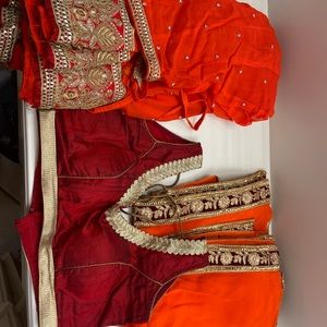 Red and orange lehnga choli